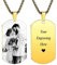 INBLUE Personalisierte Dog Tag Anhänger Halskette Gravur Text/Bilder/Erinnerung Foto Edelstahl Halskette für Männer Frauen Bündel mit Verstellbarer Kette, Schlüsselanhänger, Schalldämpfer(Goldfarben)