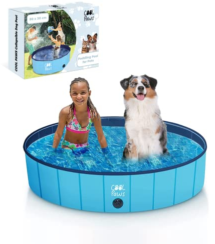 Cool Paws Pataugeoire pliable pour chiens et enfants dans de nombreuses tailles (S à XL), design en plastique rigide étanche et durable, baignoire pour animaux de compagnie ou piscine de jeu pour