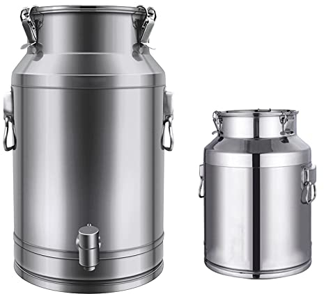 201 Stainless Steel Milk Can Jug with or Without Spigot - Bucket Wine Pail 4 Capacities Milk Transport Cans Oil Barrel Tea Canister with Sealed Lid Heavy Duty/with Tap / 14L