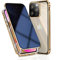 OMGZONE Privacy Case for iPhone 14 Pro Max Magnetic Cover,Screen Protector built-in Anti-peep Tempered Glass Full Cover with Camera Protector,360 Degree Metal Bumper Case for iPhone 14 Pro Max,Gold