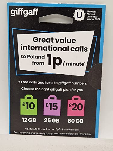 Giff Gaff Pay As You Go SIM-Karte – 80 GB für £ 20 – nur SIM-Karte
