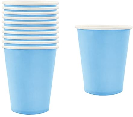 16pcs Light Blue Paper Cups 9 Ounce Solid Color Paper Cups,Disposable Party Cups Tableware Birthday Decorations Cups for Him,Her,Men,Women,Adults Tea Party,Drinking Cups for Party Birthday Supplies
