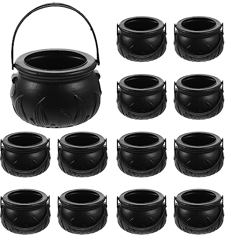 12 Stück Halloween-Kesselkessel Aus Kunststoff Mini- Schwarzer Süßigkeitenhalter Für Halloween-Dekoration Partygeschenk-Dekoration, 520454184WX, Wie Gezeigt