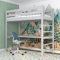 N-Wood N01 Hochbett mit Schreibtisch Holz 100x200 cm, Etagenbett, 2 Leitermontageseiten: Links oder rechts, sichere abgerundete Kanten, Hochwertige und umweltfreundliche Lacke, Grau
