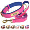 Beirui Genuine Leather Collar and Leash Set - Personalized Custom Engraved Name Plate, Soft Padded With Durable Metal Hardware for Small Medium Large Dogs (XL, Rose Set 42-55cm)