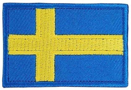 Schweden Flagge klein Aufnäher zum aufbügeln oder aufnähen Bügelbild Aufbügler für Kleidung gestickter Bügelflicken Applikation Patch Größe 4,5 x 3,0 cm