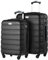 COOLIFE Koffer Premium Koffer Hartschalenkoffer Trolley Rollkoffer Reisekoffer Kofferset Handgepäck mit TSA-Schloss und 4 Rollen (Mondnacht schwarz, Set-2tlg(S + M))