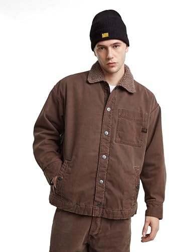 G-Star RAW Men's Boxy fit Sherpa Denim Jacket, Braun (Faded Brown Stone gd D25189-D491-G824), XL
