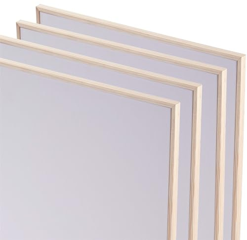 ARTIKUM 4X bespannter Malkarton 20x30 cm | Baumwolle, Pinienholz | Malfertige Canvas Panels mit Schattenfugenrahmen, Leinwandkarton mit Rahmen Set