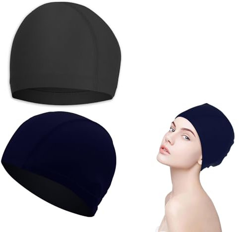2 Piezas Unisex Gorro de Natación Gorro Elásticos de Baño Piscina Mujer y Hombre Gorro de Baño para Pelo Largo y Corto Gorros de Piscina Suave y Cómodo, Talla Unica
