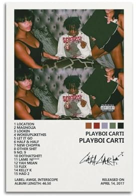 PLAYBOI CARTI Album-Poster, Kunstdekoration, Wandposter, Dekoration, Innenposter, Druckdekoration, Bar, Restaurant, Dekoration, Ästhetik, Poster, Wohnzimmer, 30 x 45 cm, ungerahmt