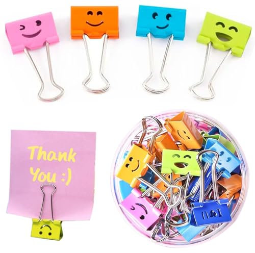 Lot de 40 pinces à papier pliables en métal avec boîte, pinces à reliure de 19 mm, pinces à documents, pinces pliantes, grandes pour organiser des notes, classer – Peut contenir 75 feuilles de papier