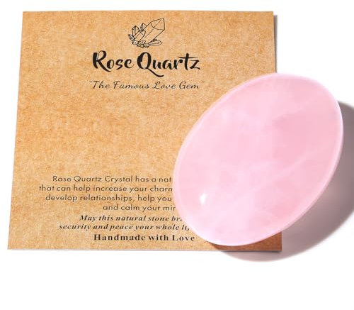 AWARDSEN 2.4 Large Rose Quartz Crystals Stone Polished Palm Stone Healing Crystals 0.7 Thick Natural Reiki Gemstone Worry Stone Energy Balancing Anxiety Stress Relief Meditation