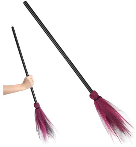 minkissy Escoba De Bruja Grande para Halloween Broom Disfraz De Bruja Decoración De Fiesta