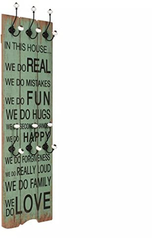 LAPOOH Wandgarderobe mit 6 Haken 120x40 cm Happy Love, Kleiderhaken, Garderobenpaneel, Gaderobe, Jackenhalter Wand, Flurgarderobe - 245855