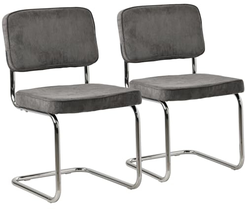 Happy Garden Satz von 2 Freischwinger-Stühlen mit grauem Cordbezug Maria