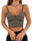 Segreto Damen Glitzer Pailletten Tanktop Ärmellos Spaghettiträger Sexy Crop Top Trägertop Festival Party Club Metallisch Gold Camisole