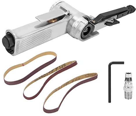 Levigatrice a Nastro Pneumatica 10 Mm, Lucidatrice Ad Aria Ad Alta Efficienza con 3 Nastri Abrasivi per Legno, Vetro, Metallo