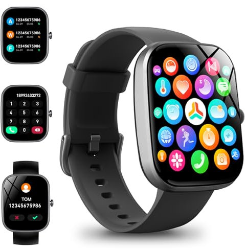 Smartwatch Damen Herren mit Telefonfunktion, 1.85'' Zoll HD Smart Watch, 112+ Sportmodi Sportuhr mit Pulsuhr/Schlafmonitor, IP68 Wasserdicht Fitnessuhr mit Information Erinnerung für iOS Android