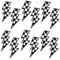 Gosknor 12pcs Checkered Lightning Bolt Patches, Sew On Flash Patch Racing Embroidery Patches, Checkered Lightning Iron On Stickers DIY Decals for Jackets Hats Bags Clothes Decoration