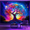 WIERAEM Schwarzlicht Wandteppich Wald Uv Psychedelic Wandtuch Natur Baum Des Lebens Sterne Galaxy Trippy WandtüCher SchöNe Bunt Fluoreszierende Tapestry Deko GroßEr 300x180cm