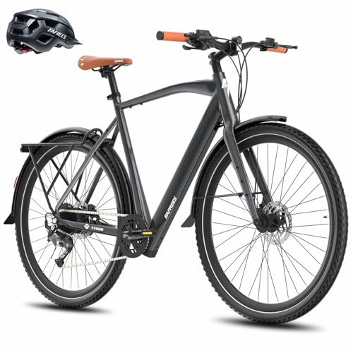 Fafrees F700M Electric Bicycle, 250W Electric Road Bike, 36V 10Ah Removable Battery, 700C*42C Wheels, Hydraulic Disc Brakes, 9-Speed E-Bike for Unisex Adult, Range 100KM (Black)