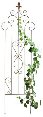 Relaxdays Rankgitter, Metall, Vintage, HxB: 116 x 35 cm, Rankhilfe Kletterpflanzen, zum Stecken, Rankspalier, braun, 1er Pack