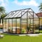 Luxoak 178×300×192CM Gewächshaus aus Polycarbonat und Aluminium für Garten/Terrasse, Tomatengewächshaus mit 2 Fenstern und Schwingtür, Winterfest (Schwarz)