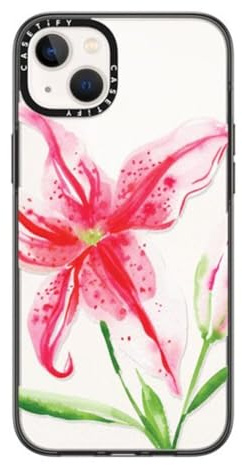 CASETiFY Kompakte iPhone 14 Plus Hülle [Leicht / 4 ft. 2X Militärischer Fallschutz/Schlank] - Stargazer Lily - Klar Schwarz