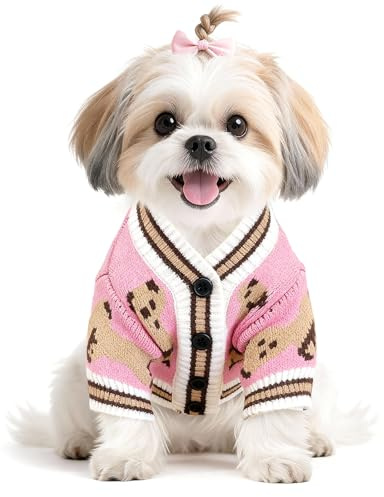 Hundepullover Valentinstag Hundepullover Kleine Hunde Strick Hundekleidung Bär Pullover Hund Hundepulli Strickjacke Katzenpullover Hundes Kleidung Welpenpullover Mantel für Kleine (Rosa,L)