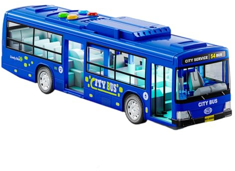 Yidueace City Bus Toy, Auto Spielzeug Bus Modell Mit Beleuchtung Und Musik, Offenen Türen, Pädagogisches Automodellspielzeug Für Und Mädchen