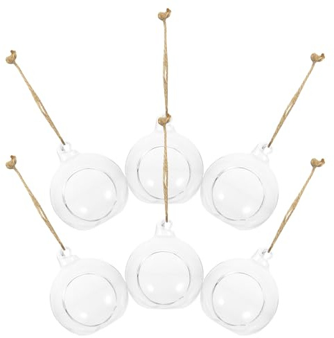 SEWACC Lot de 6 Vases Hydroponiques en Verre Transparent 6 CM Jardinières Suspendues Écologiques pour Micro-Paysage Bougeoirs Décoratifs Muraux pour Plantes et Décoration Intérieure