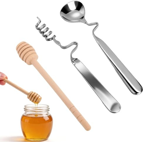 Cucchiai Miele Legno 15cm Marmellata Yogurt Sciroppo Cucina, 3 Pezzi