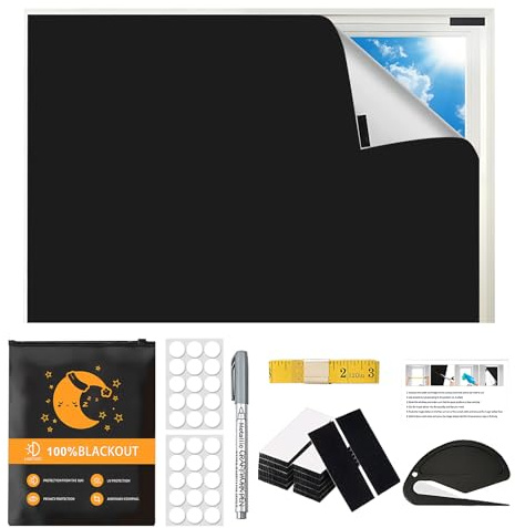 GKXLH Tende oscuranti al 100% – Tende oscuranti, si attaccano alle finestre, di qualsiasi dimensione, portatili, per camera da letto, loft, lucernario, camper, auto (colore nero, 147 x 100 cm)