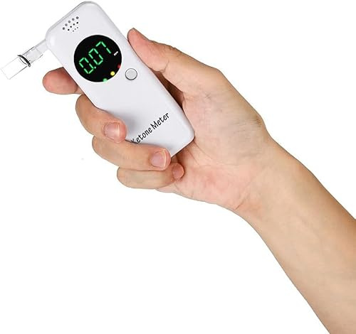 Tragbarer Ketone Atemtester, Digitales Ketone Atemmessgerät, Ketose-Atemtester zur Ermittlung des Ketonstatus, mit 10 Austauschbaren Mundstücken (Weiß)