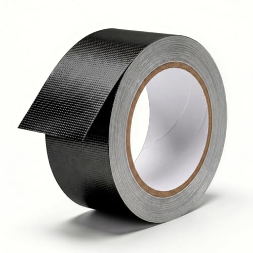 Rusoz Hochfest Hitzebeständiges Klebeband Schwarz 50mm x 20m, Auspuff Dichtband Selbstklebend Verstärkt, Aluklebeband Wasserdicht für Rohrisolierung