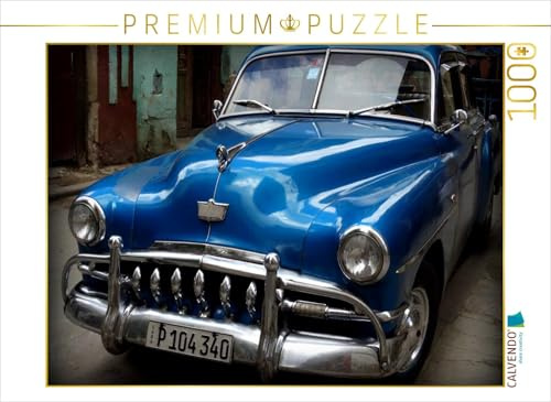 Puzzle · EIN Motiv aus dem Kalender Havana Blue | BLAUE OLDTIMER AUF KUBA · 1000 Teile · Lege-Größe 64 × 48 cm · CALVENDO Puzzle