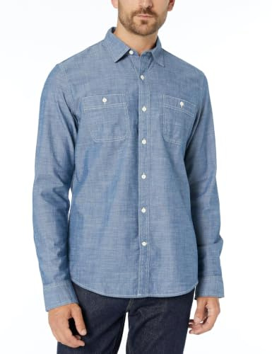 Amazon Essentials Chemise Chambray à Manches Longues Coupe Classique 100% Coton Homme