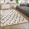 Paco Home Tapis Poils Longs Moelleux Moderne Shaggy Style Flokati Motif Losange Blanc Gris, Dimension:160x230 cm