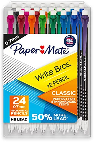 Paper Mate Mechanical Pencils, Write Bros. Classic Number 2 Pencil, 0.7mm, 24 Count - Classroom Supplies, Back to School, Great for Standardized Tests