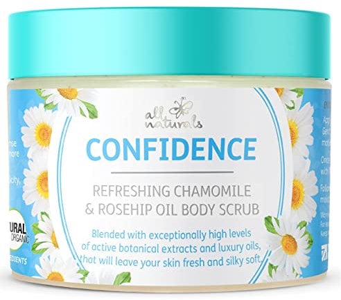All Naturals, Exfoliating Body Scrub, Chamomile & Rosehip Oil, Intensive Skin Rejuvenating & Softening, Natural & Organic Sugar Exfoliator, 400g