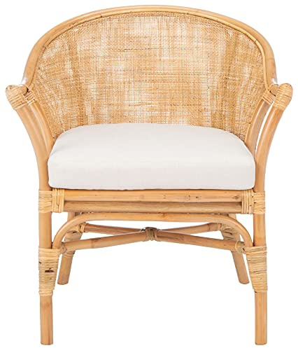 Safavieh Home Collection Dustin Rattan Cushion Accent Chair, Natural/White