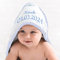 Kapuzenhandtuch Bestickt mit Name, Geburtsdatum oder Wunschtext, 100% Baumwolle - ÖkoTex geprüft, Babyhandtuch extra weich, für Mädchen und Jungen - hellblau