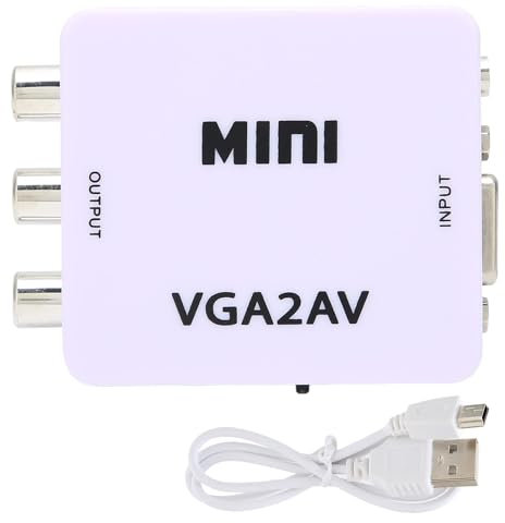 VGA to AV Converter, RCA Composite Converter Adapter Box, VGA to AV RCA Video Converter PC TV Video Adapter