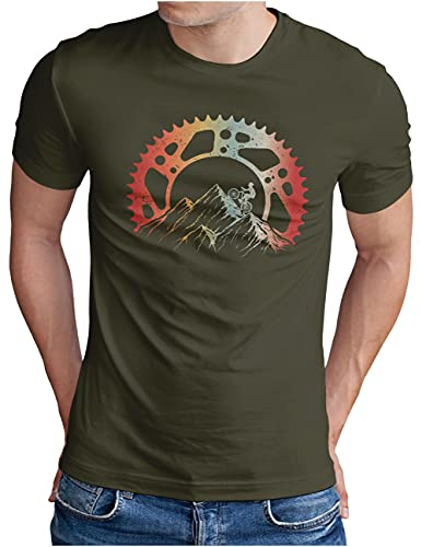 OM3® Mountain Bike T-Shirt - Herren - Fahrrad Offroad Mountainbike MTB - Oliv, L