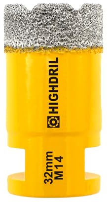 HIGHDRIL Diamond Core Drill Bit - 1-1/4(32mm) with M14 Thread Dry drilling for Porcelain Tile Ceramic Granite Marble Stone Masonry Brick for Angle Grinders