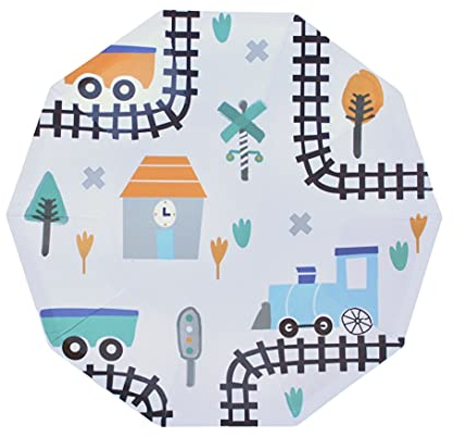 Pooka Dampfzug Teller (8 Stück) | Zug Geburtstagsparty | Magische Pappteller mit Cartoon-Muster und Stabiler Konstruktion