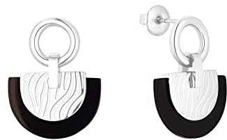 s.Oliver Ohrhänger Edelstahl Damen Ohrschmuck, 2,3 cm, Schwarz, Kommt in Schmuck Geschenk Box, 2032530