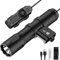 TOUGHSOUL Mlok Picatinny Linterna táctica 1250 lúmenes, linterna recargable con interruptor de presión remoto, luz LED con baterías recargables y cargador incluido (Picatinny montado)