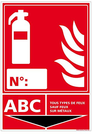 Signalétique.biz - Panneau Extincteur Classe ABC Incendie - Panneau Extincteur Incendie - 75 x 105 mm - Adhésif